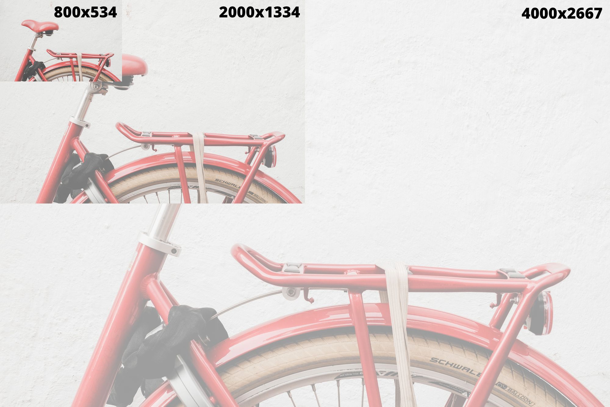 3 pictures with red bike